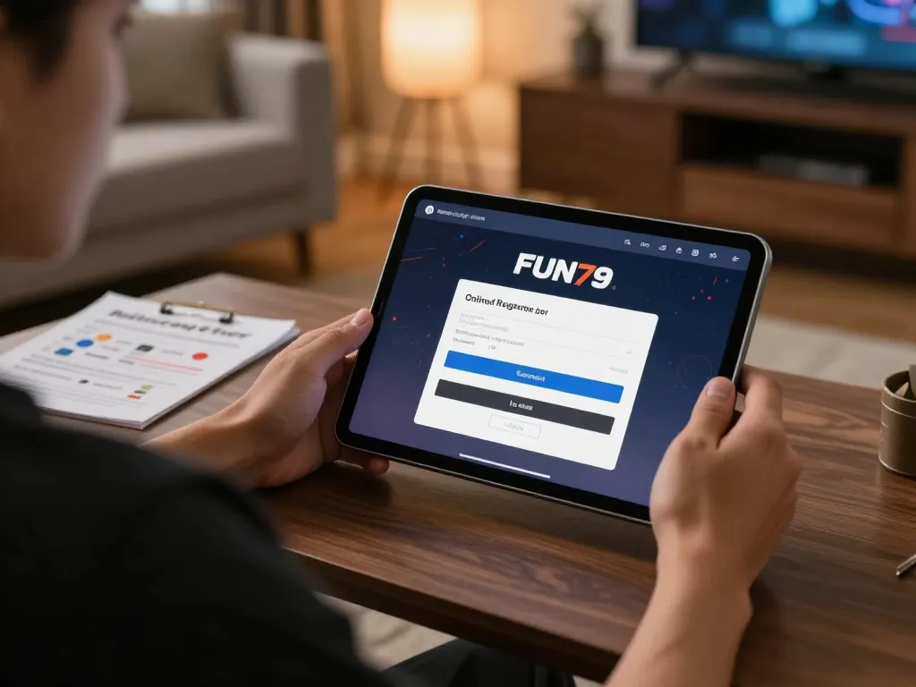 Logging into FUN79 online gaming platform with ease in a cozy home setup.