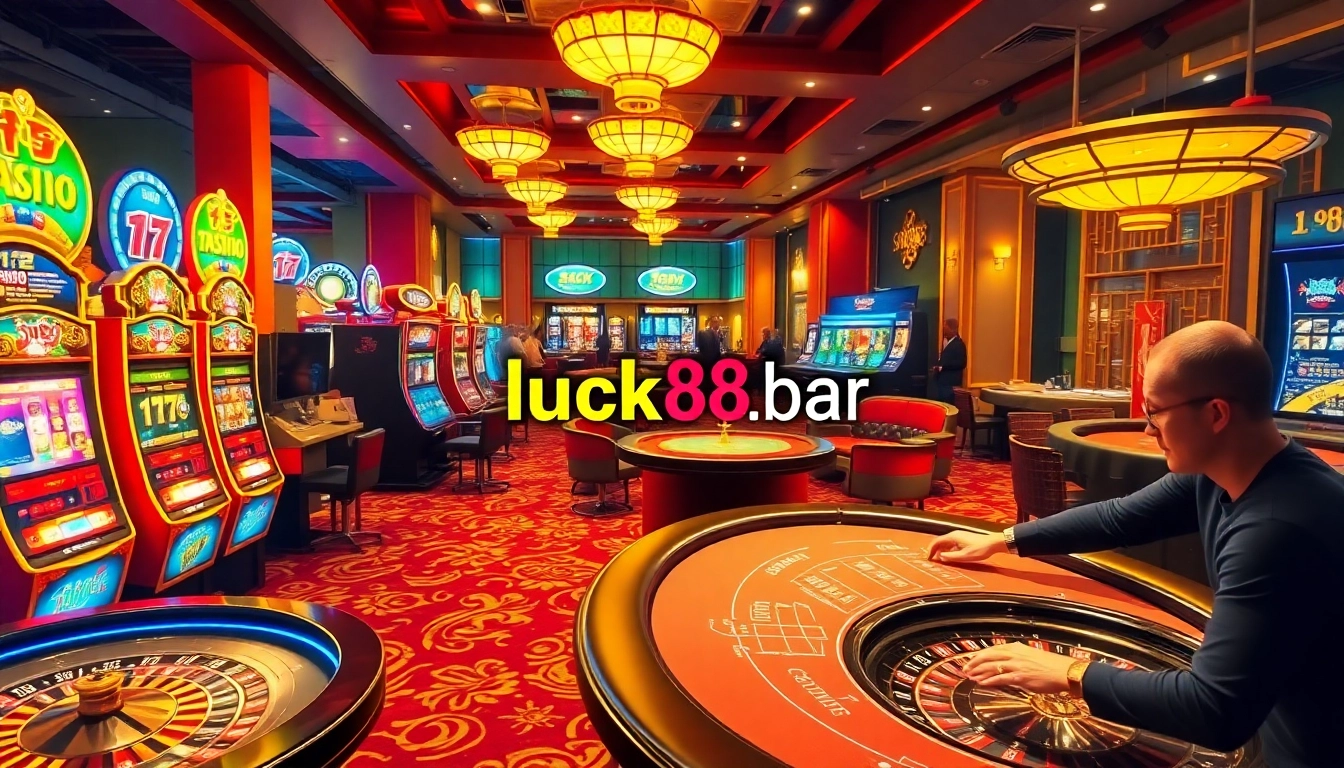 Experience thrilling gambling at https://luck88.bar/ with players engaging in poker, slots, and roulette.