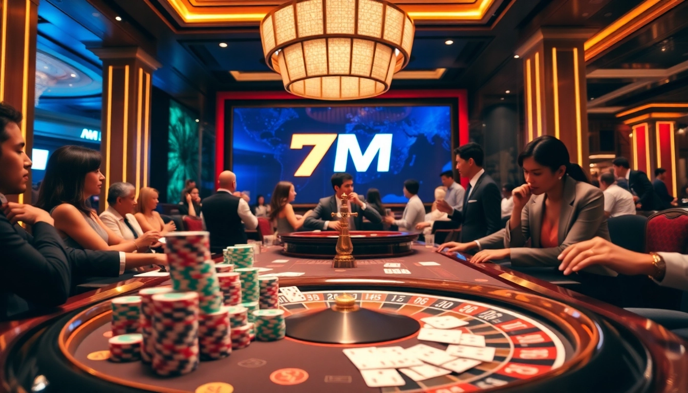 Experience the thrill of a luxurious casino with 7M poker chips and vibrant gameplay.