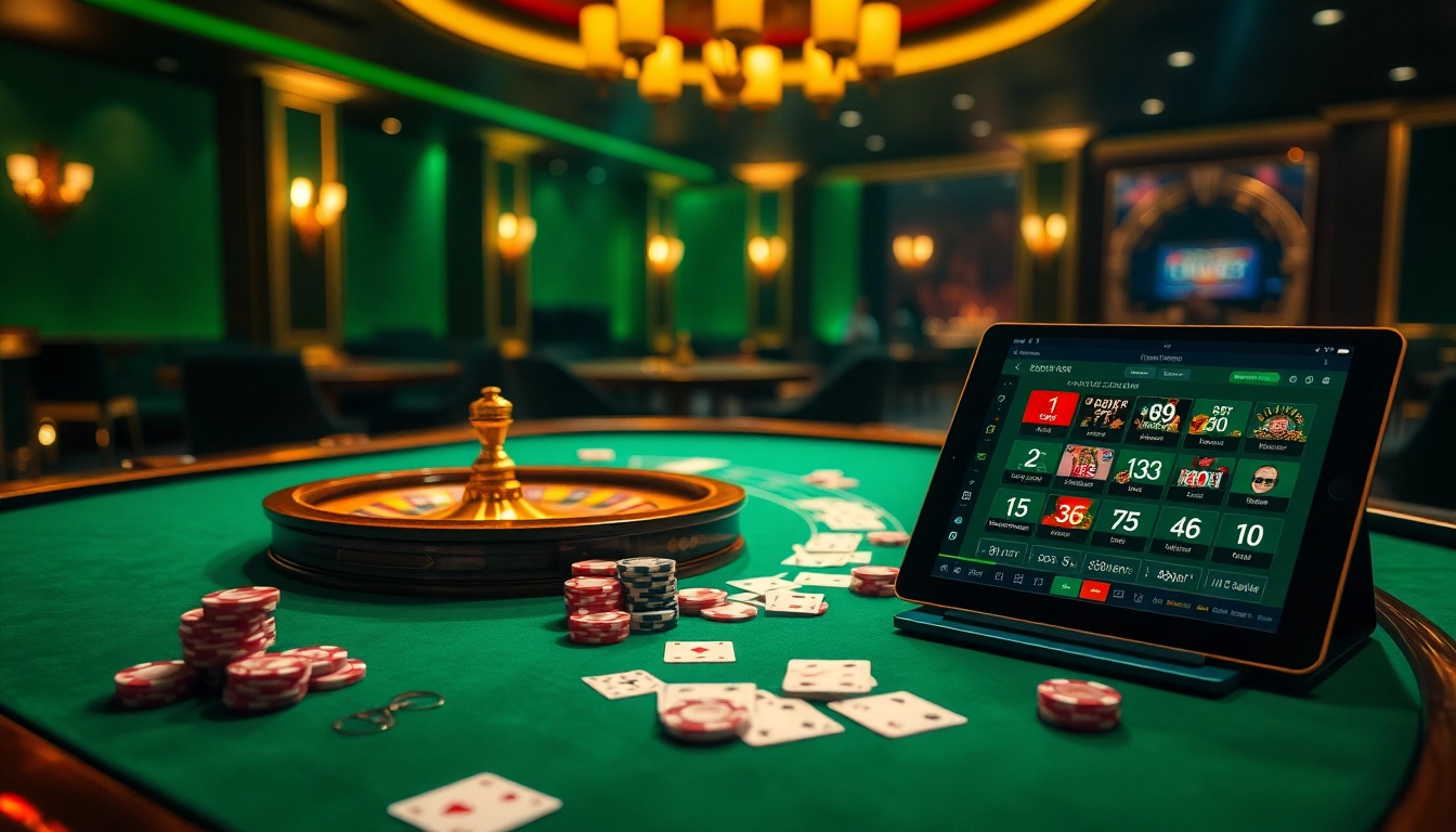 Experience the excitement of BL555 with vibrant casino tables and luxurious gaming elements.