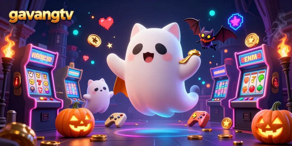 Engage with exciting casino moments featuring gavangtv with a ghost cat and bat companions.