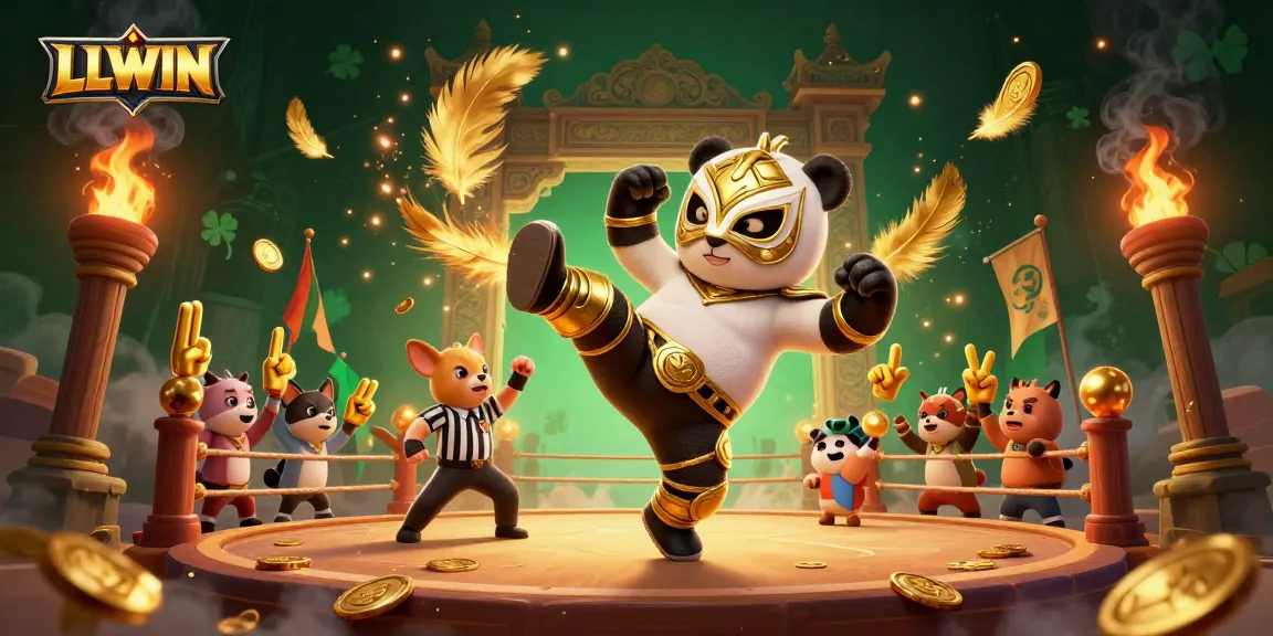 LLWIN provides a thrilling casino experience with lively characters, golden coins, and an exciting arena setting.