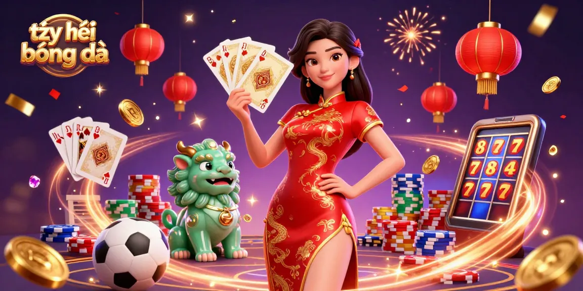 Experience the dynamic tỷ lệ bóng đá scene with a woman in qipao, sports elements, and vibrant celebration.