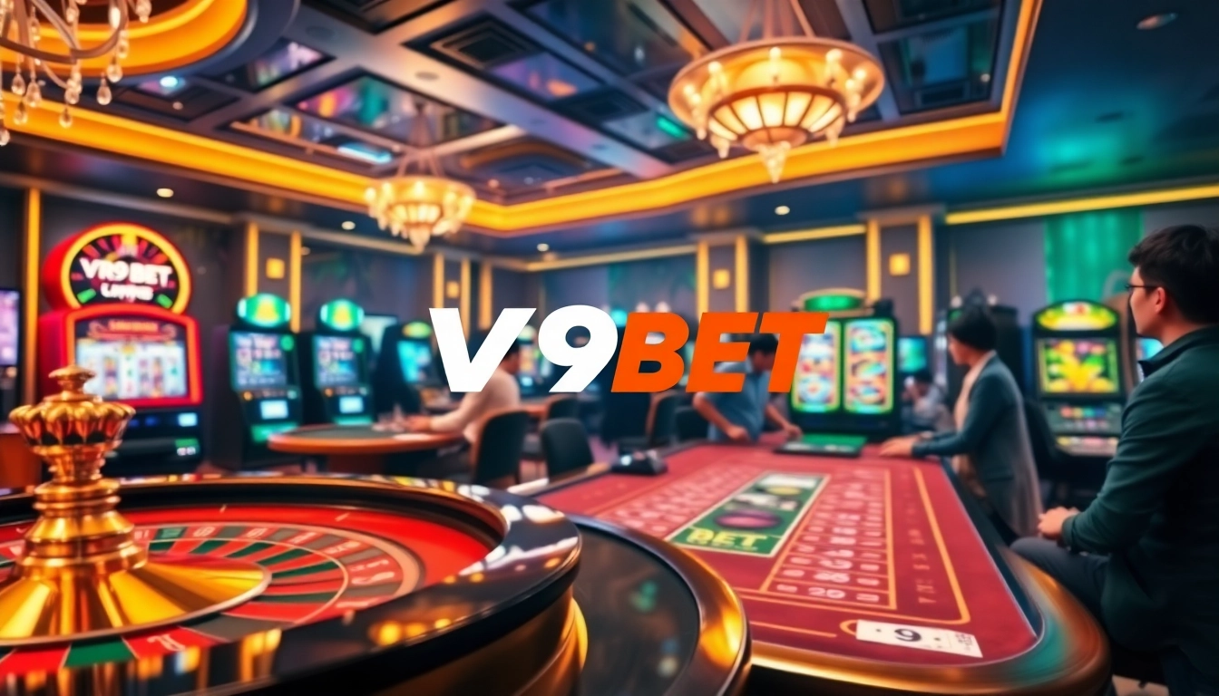 Experience the thrill of gambling with V9BET at a luxurious casino table.