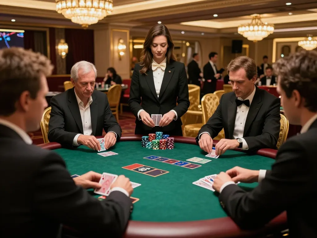 Engaging TR88 high-stakes poker game with players strategizing and betting in a luxurious casino.