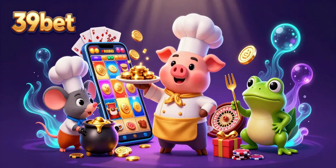 Experience the excitement of 39bet with a vibrant 3D digital casino scene featuring characters and game elements.