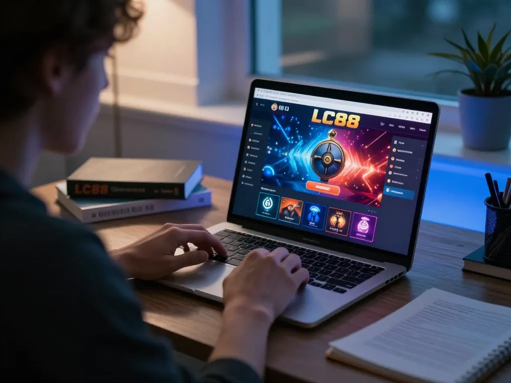 Player strategizing on LC88 modern online casino while analyzing betting tactics