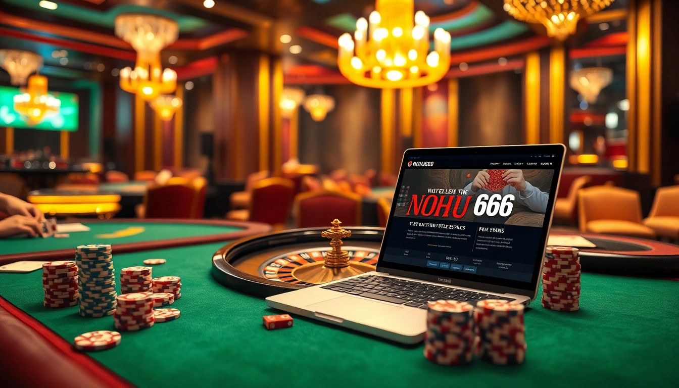 Experience the thrill of NOHU666 with vibrant casino gaming visuals showcasing excitement and luxury.