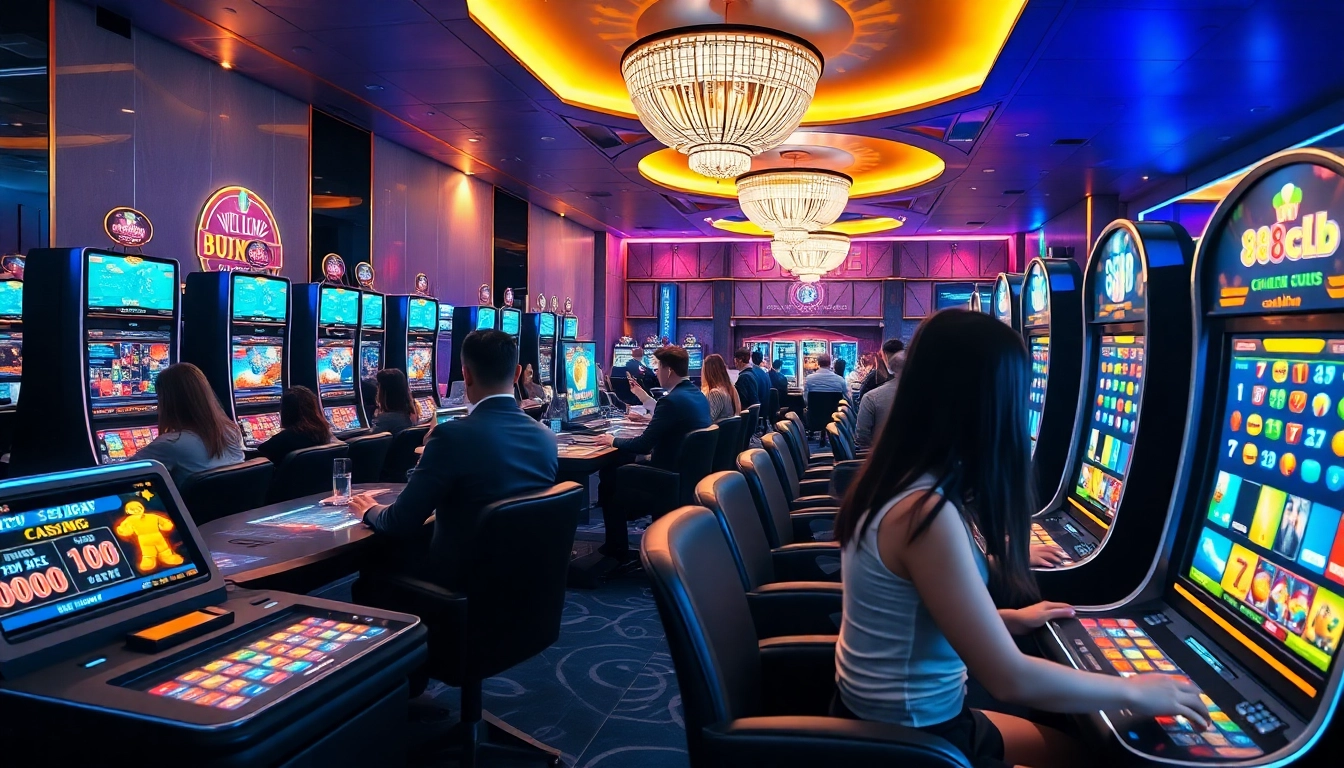 Players enjoying games at 88clb’s modern online casino environment, showcasing a vibrant digital interface.