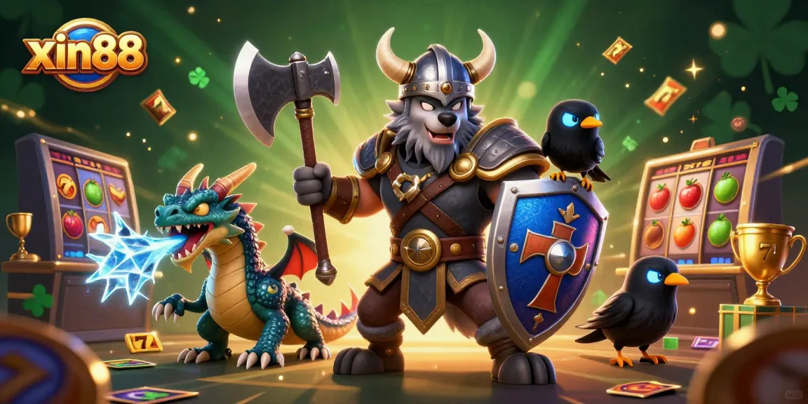 Experience the excitement with xin88 in this vibrant 3D casino scene showcasing dynamic slot reels and thrilling characters.