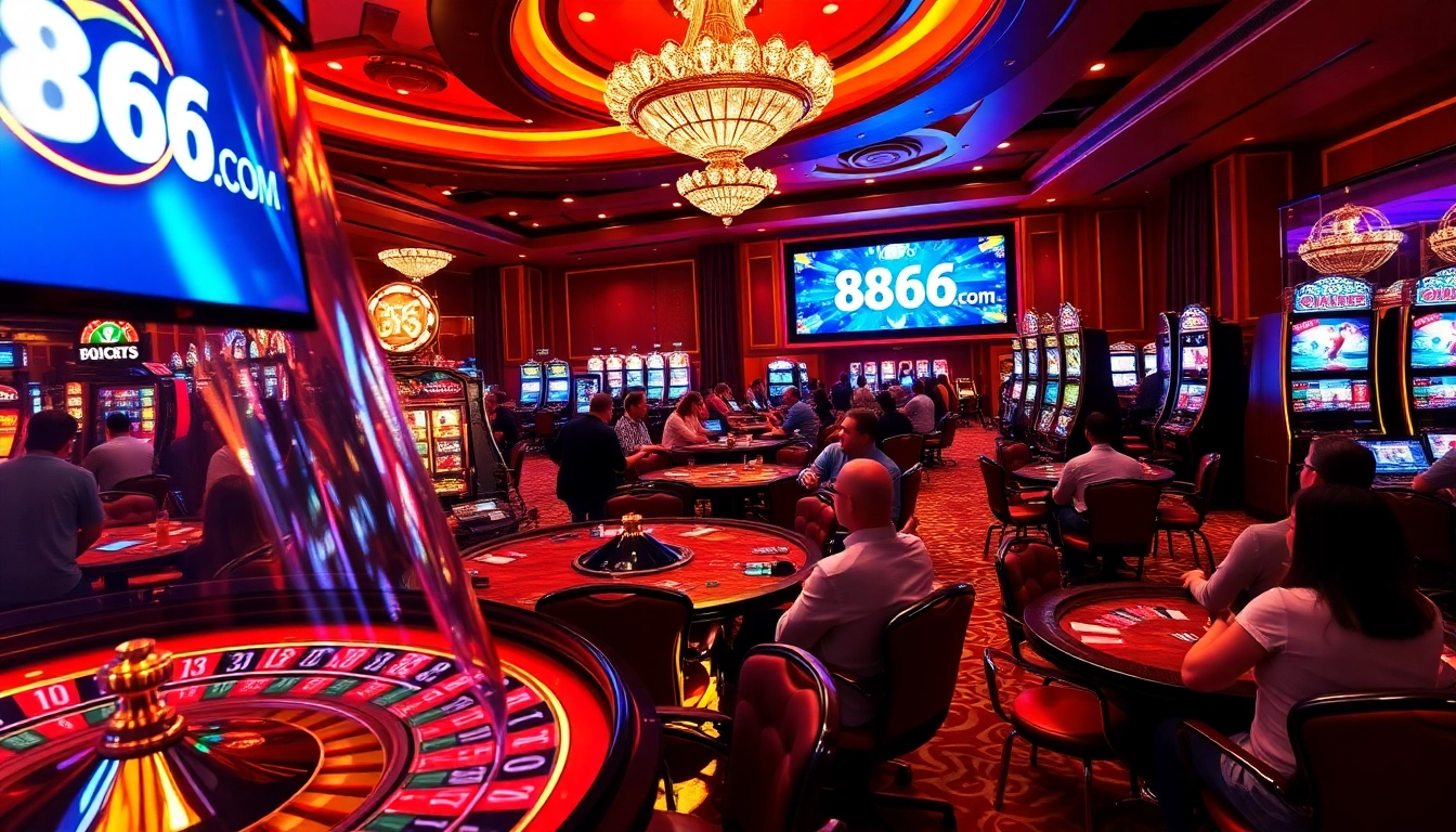 Players at a lavish casino experience Thrills at 8s86.com with exciting tables and games.