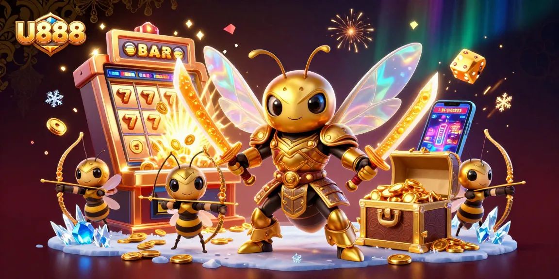 Embark on U888's thrilling adventure with a golden hornet samurai and slot machine jackpots.
