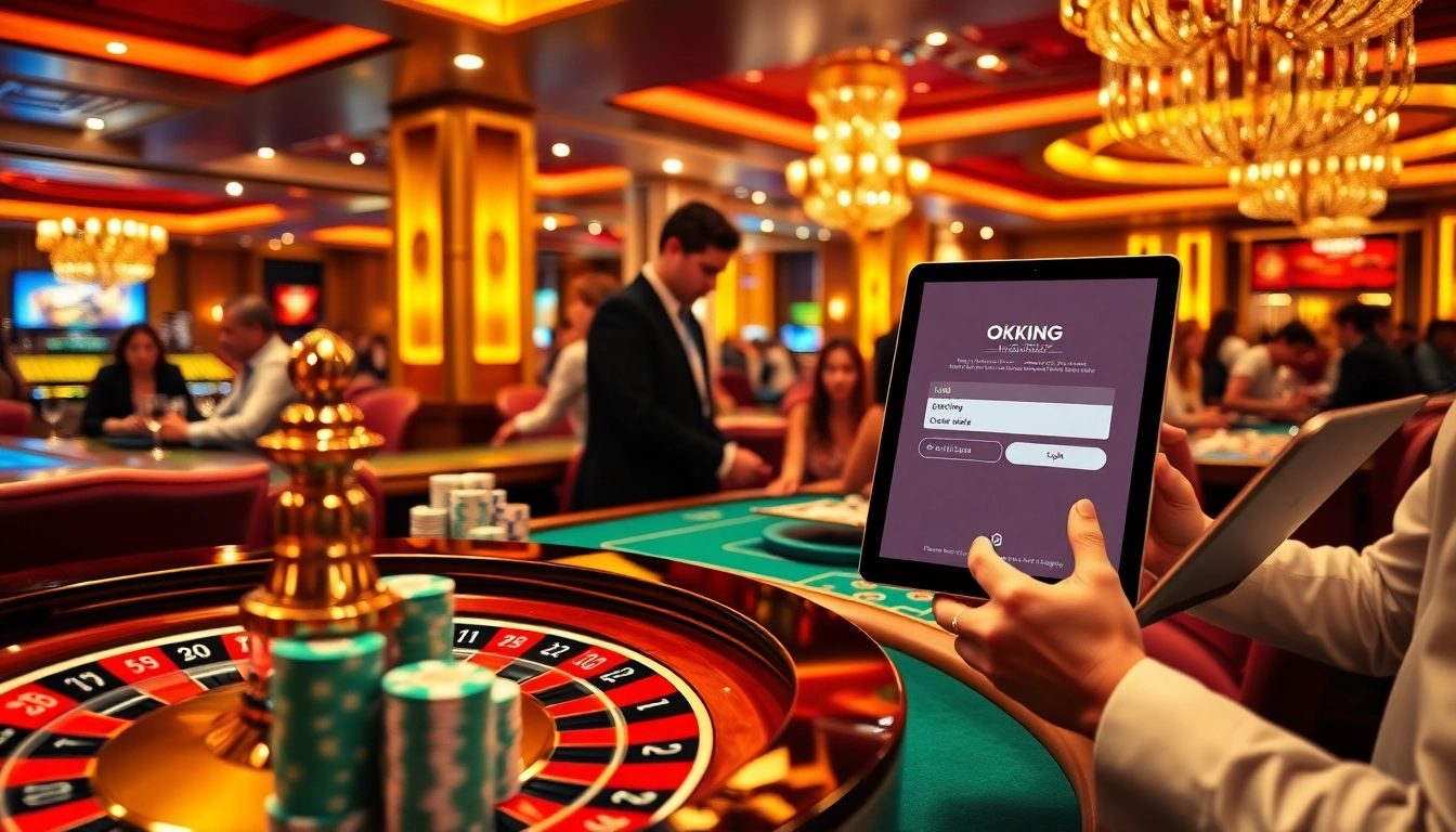 Players engaging in thrilling casino experiences while logging into OKKING.