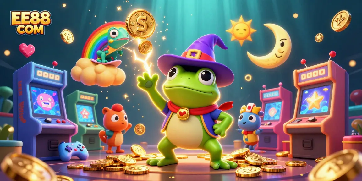 Experience vibrant gameplay with EE88 COM's animated characters in a dazzling casino scene.