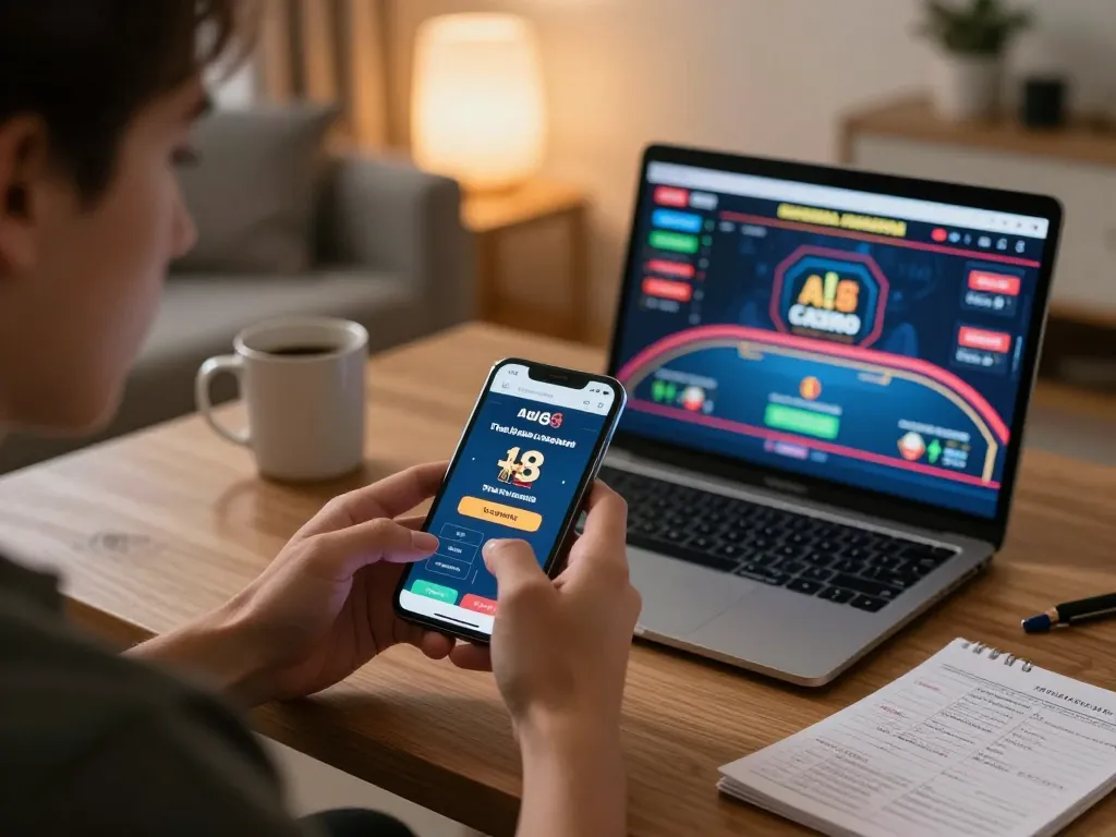 Engaging gaming experience with alo8 app on smartphone during online play, showcasing strategic focus and ease of access