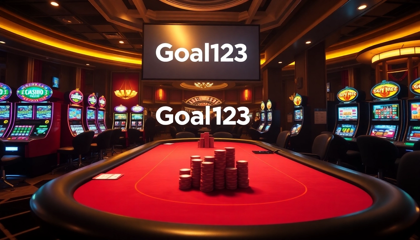 Experience the excitement of gambling at Goal123, with vibrant casino visuals that illustrate a thrilling atmosphere.