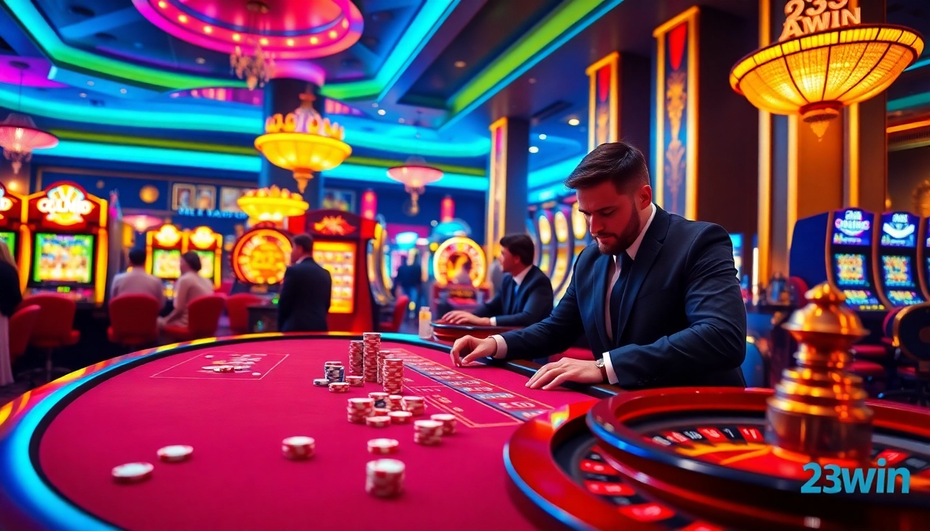 Experience the thrill of high-stakes gaming at a luxurious casino table with 23win excitement.