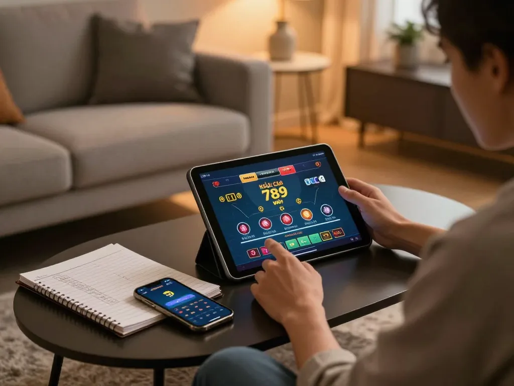 Engage with Nhà cái 789win while playing online casino games in a cozy home setting.