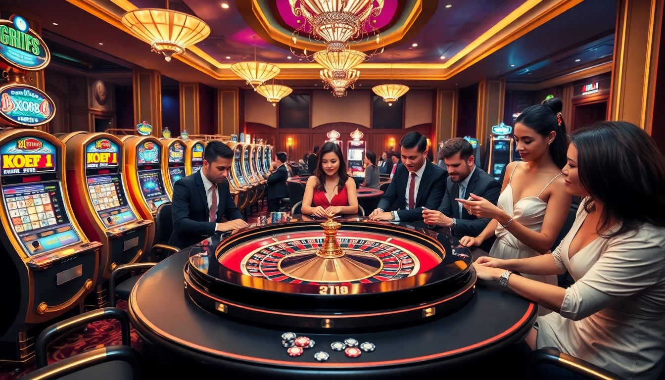 Experience the thrill of XX88, featuring vibrant casino tables and excited players.