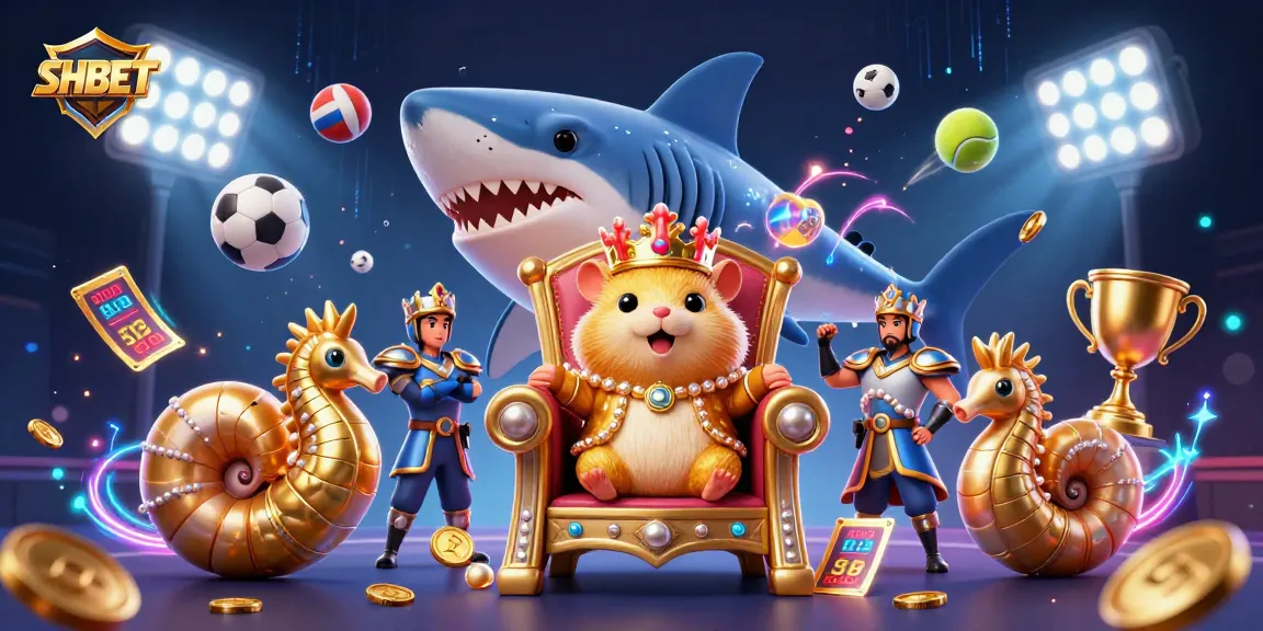 Join the excitement at SHBET with a dynamic 3D scene of casino adventures featuring a hamster king.