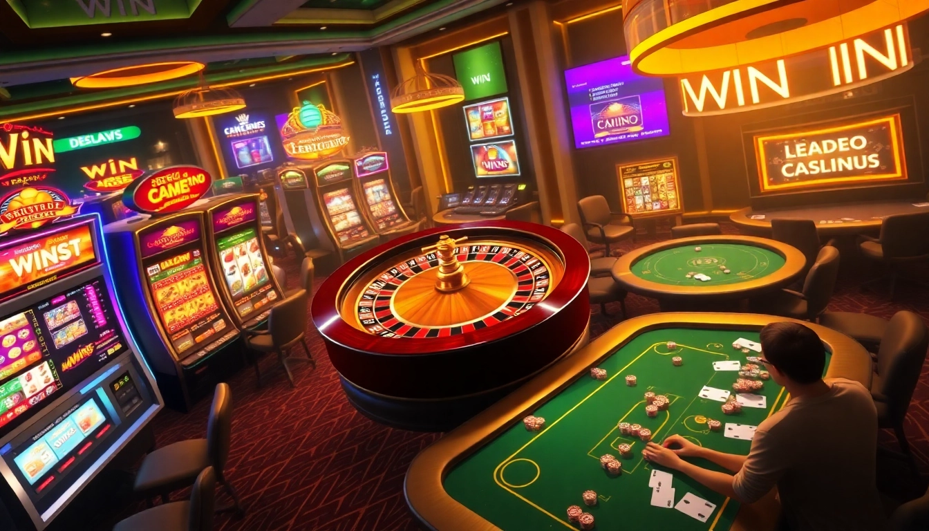 Players enjoying an engaging casino experience at 6FF, featuring roulette tables and slot machines.