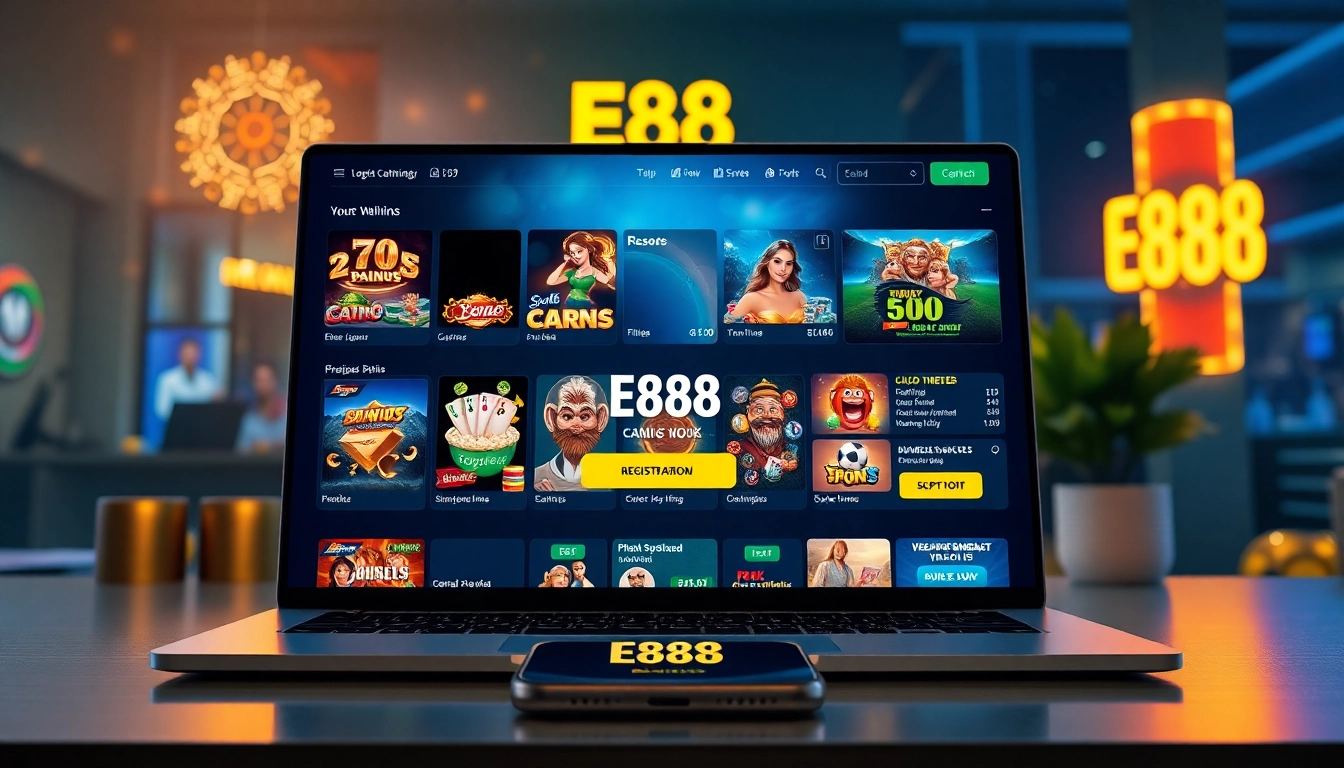 E88 online betting platform showcasing diverse casino games and user-friendly interface.
