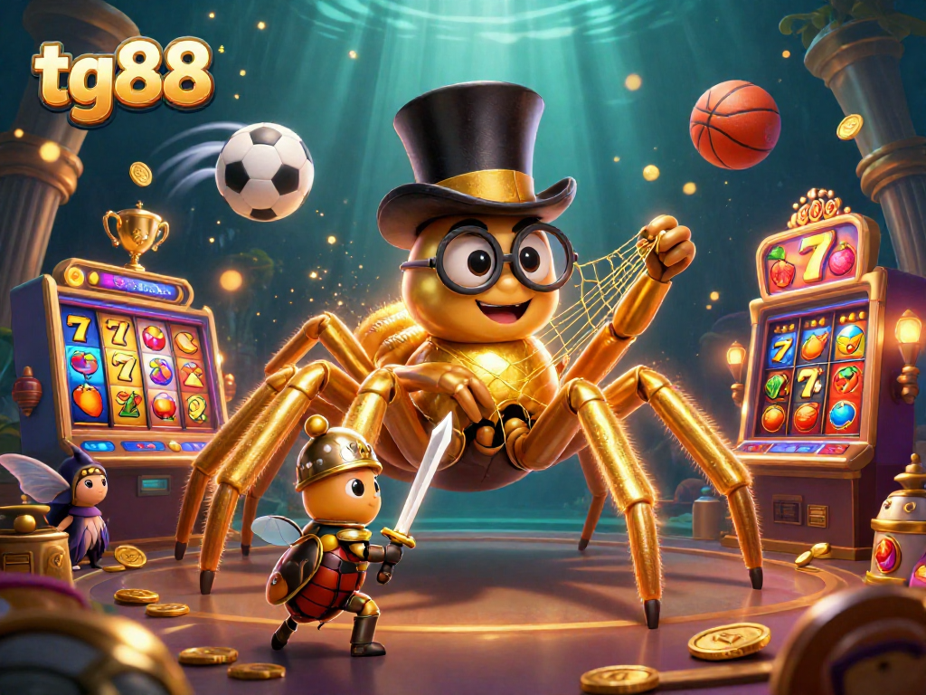 Experience thrilling gaming with tg88 as golden tarantula weaves excitement in a vibrant casino.