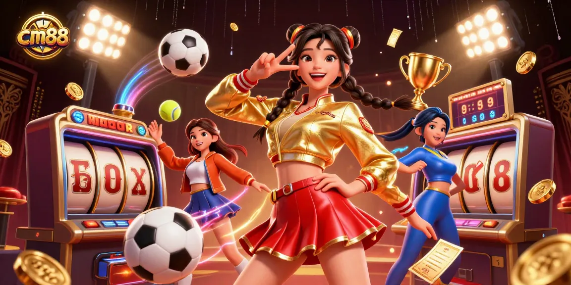 cm88 engaging in vibrant casino games with 3D slot reels and festive elements
