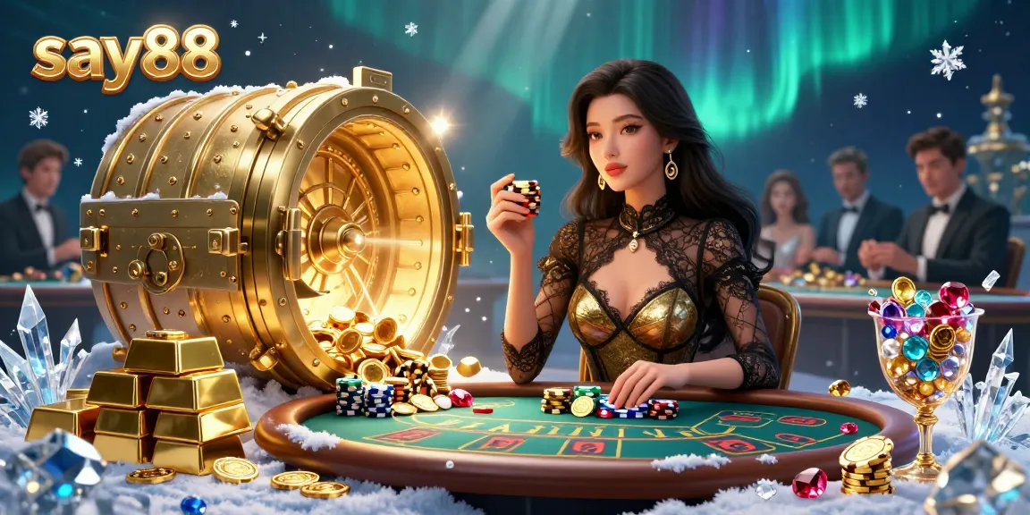 Experience thrill at say88 with a glamorous baccarat scene filled with golden treasures and high-stakes excitement.