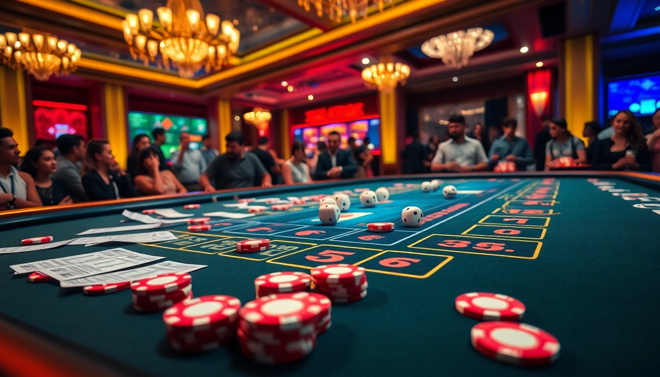 Tài xỉu MD5 game table surrounded by excited players engaging in exciting bets
