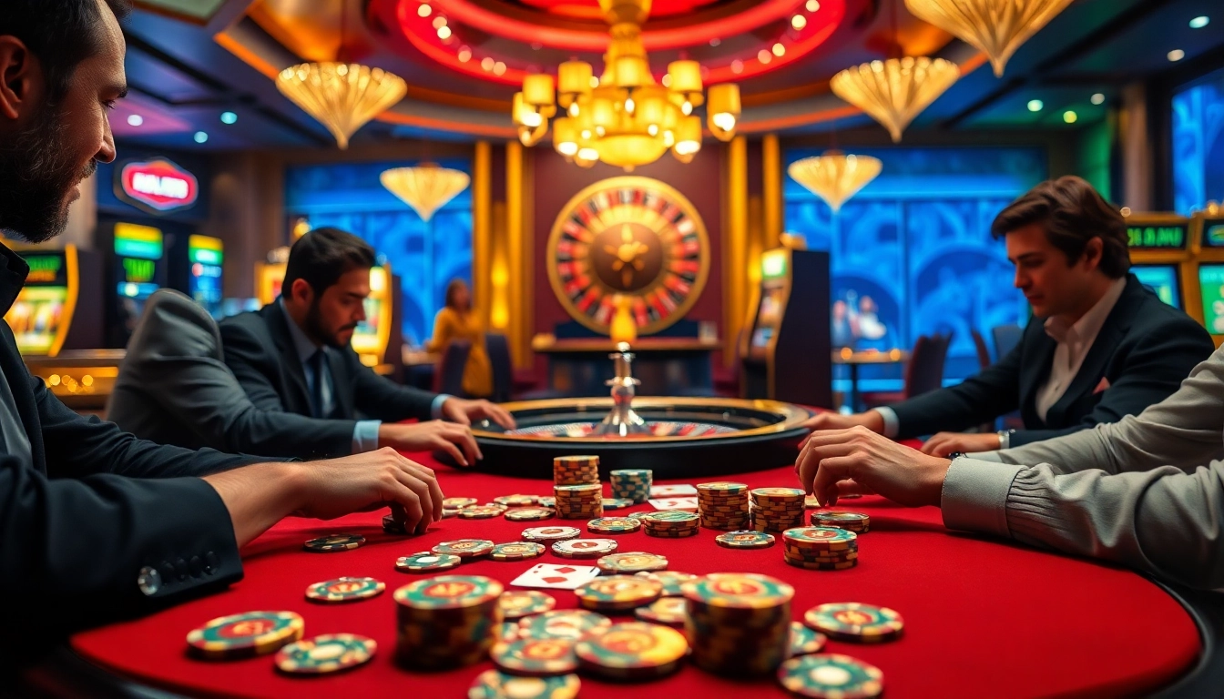 Experience the thrill of HAY88 at a luxurious casino table with vibrant poker action.