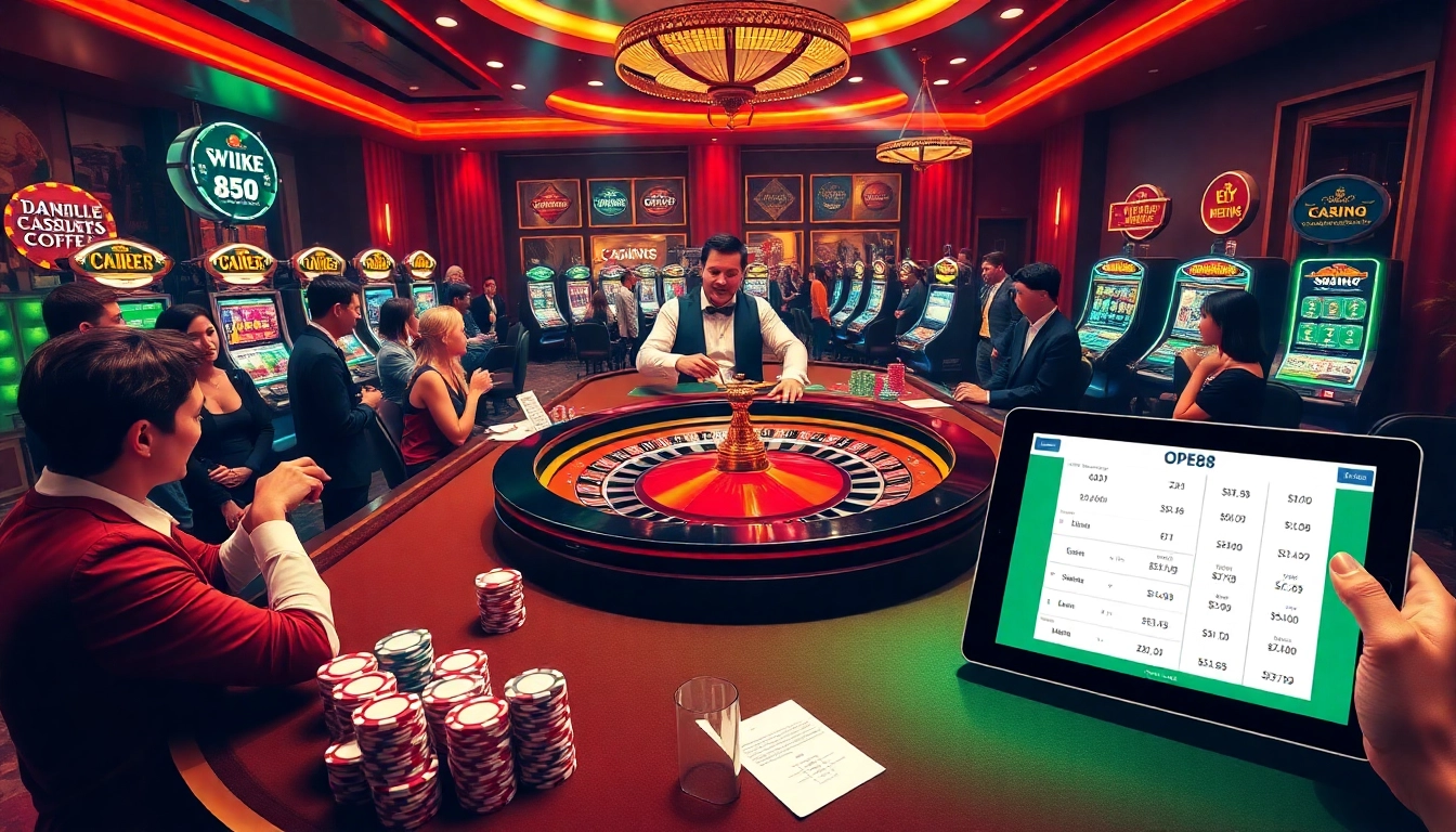 Experience the thrill of OPEN88 with players at an elegant roulette table and vibrant casino energy.