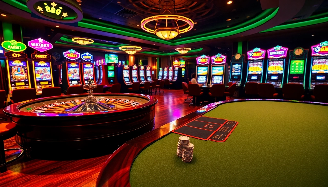 Experience exhilarating moments at the 8KBET casino table with vibrant slots and poker chips.