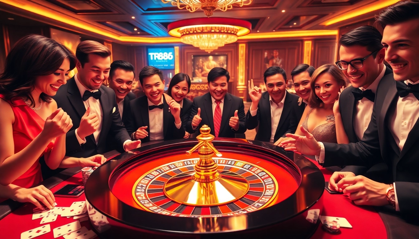A thrilling casino experience showcasing the TR88 roulette table filled with eager players at tr88vip.co.com.