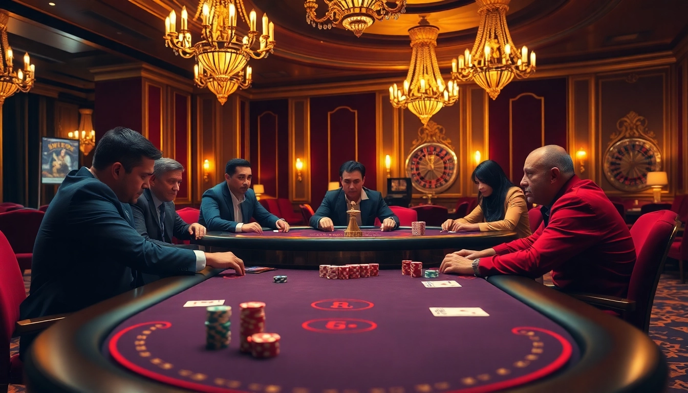 High-stakes poker action at a luxurious table, showcasing features from https://www.vvjl11.com/ for experienced gamblers.