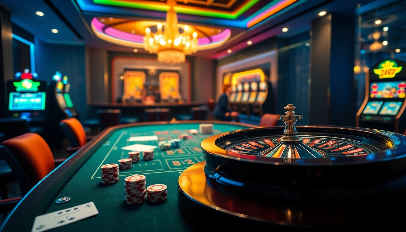 Experience the thrill of gaming at https://winvn.wiki with luxurious casino elements like poker chips and roulette.
