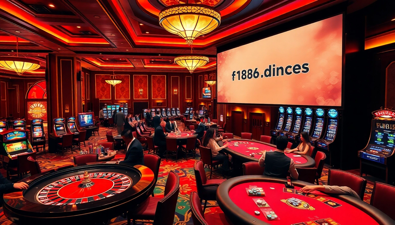 Players enjoying high-stakes game action at a luxurious casino inspired by https://f168.direct/ atmosphere.