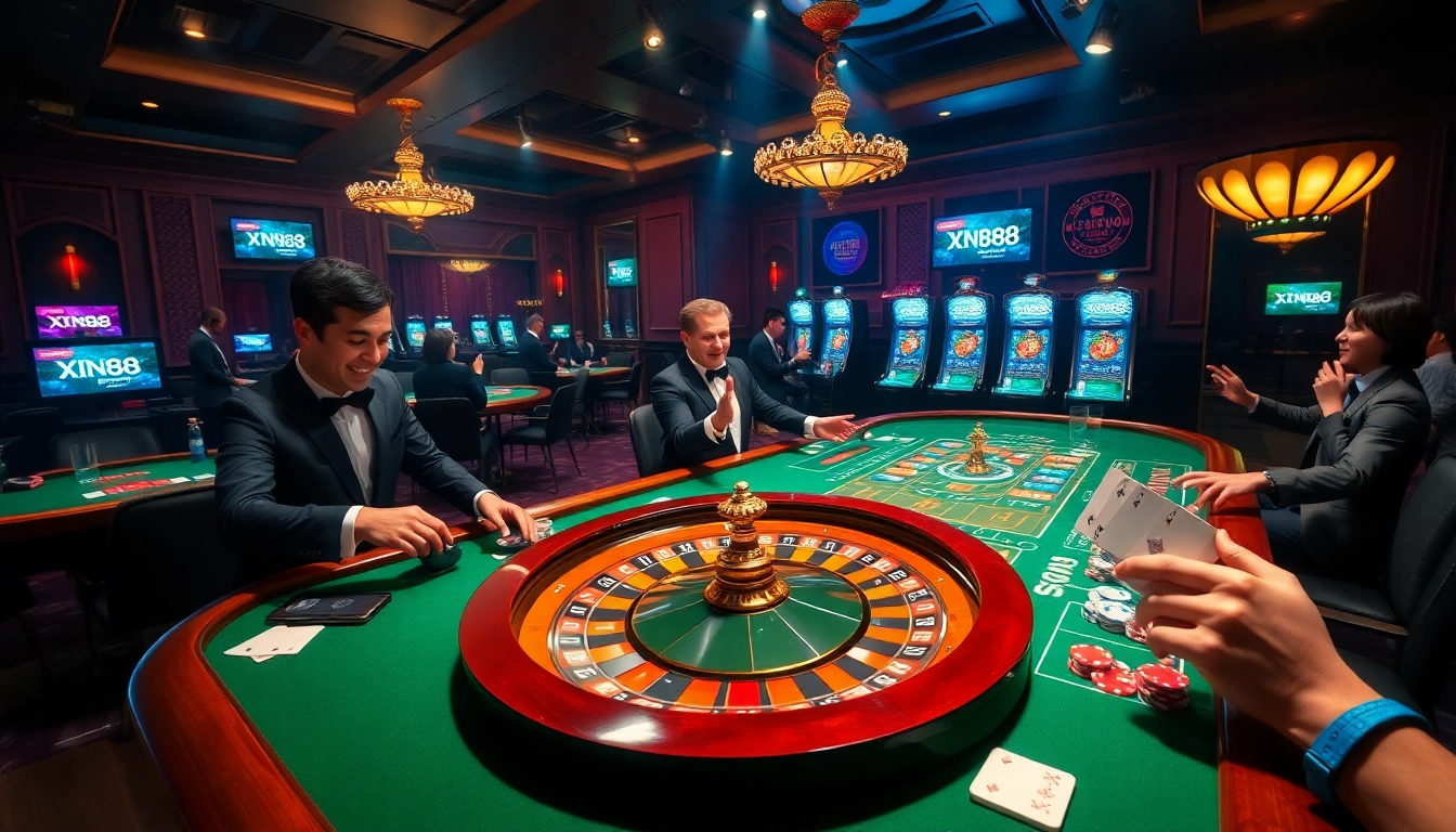 Experience thrilling gameplay at casino xn88 with vibrant roulette tables and excited players.