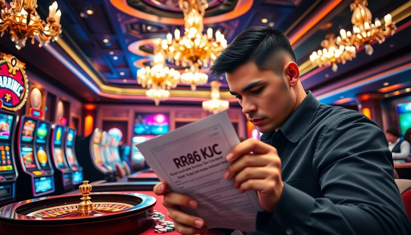 Engaged players enjoying a thrilling gambling experience at RR88 KJC's luxurious casino.