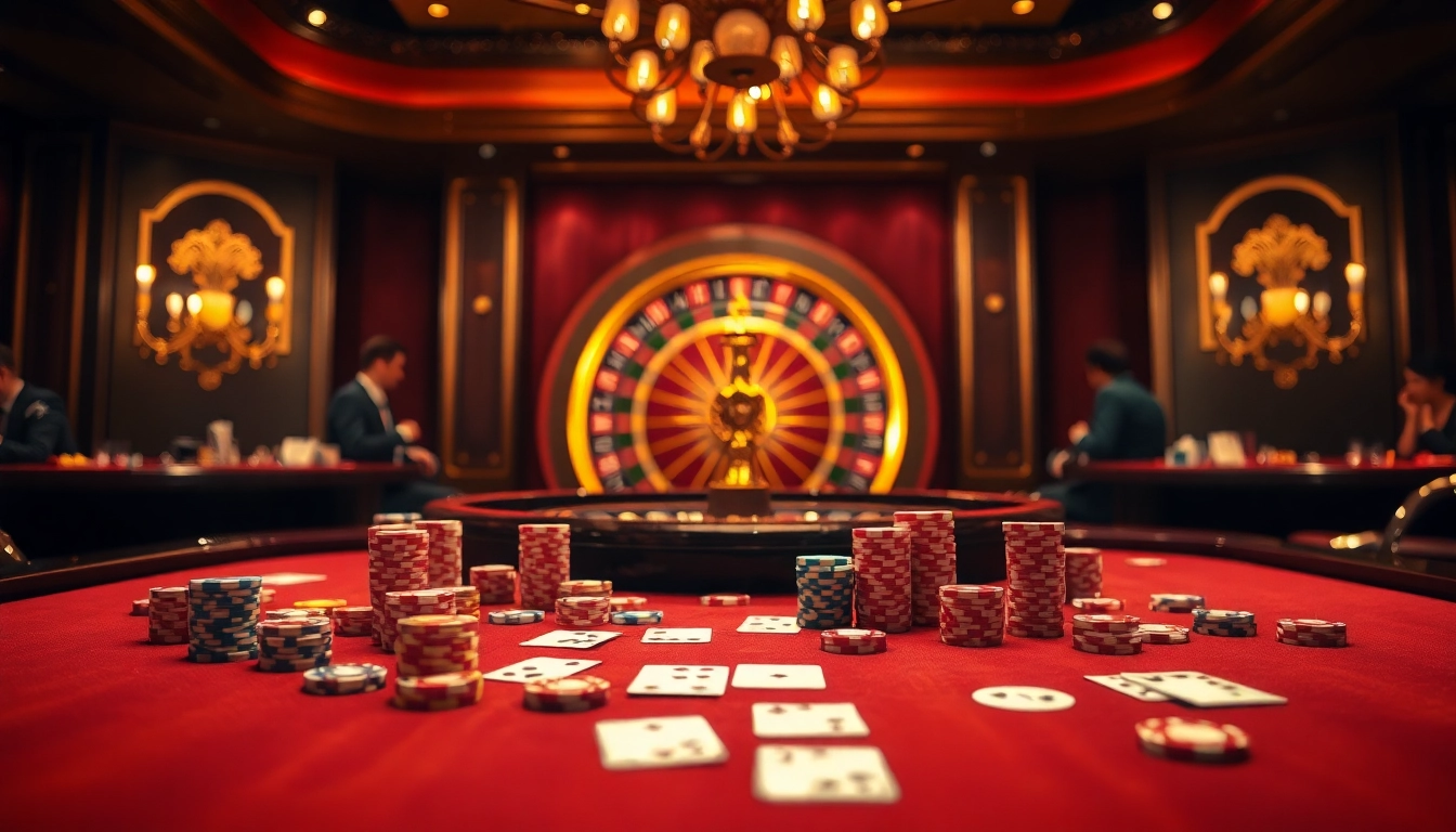 Excited players engage in strategic gameplay at 65A casino with vibrant poker chips and roulette.