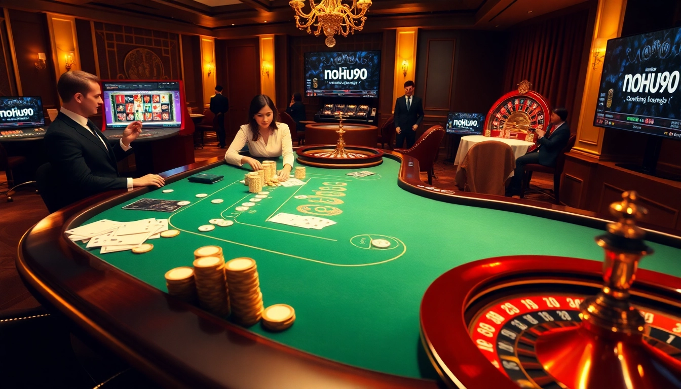 Excited players engage at the luxurious nohu90 online casino table games.