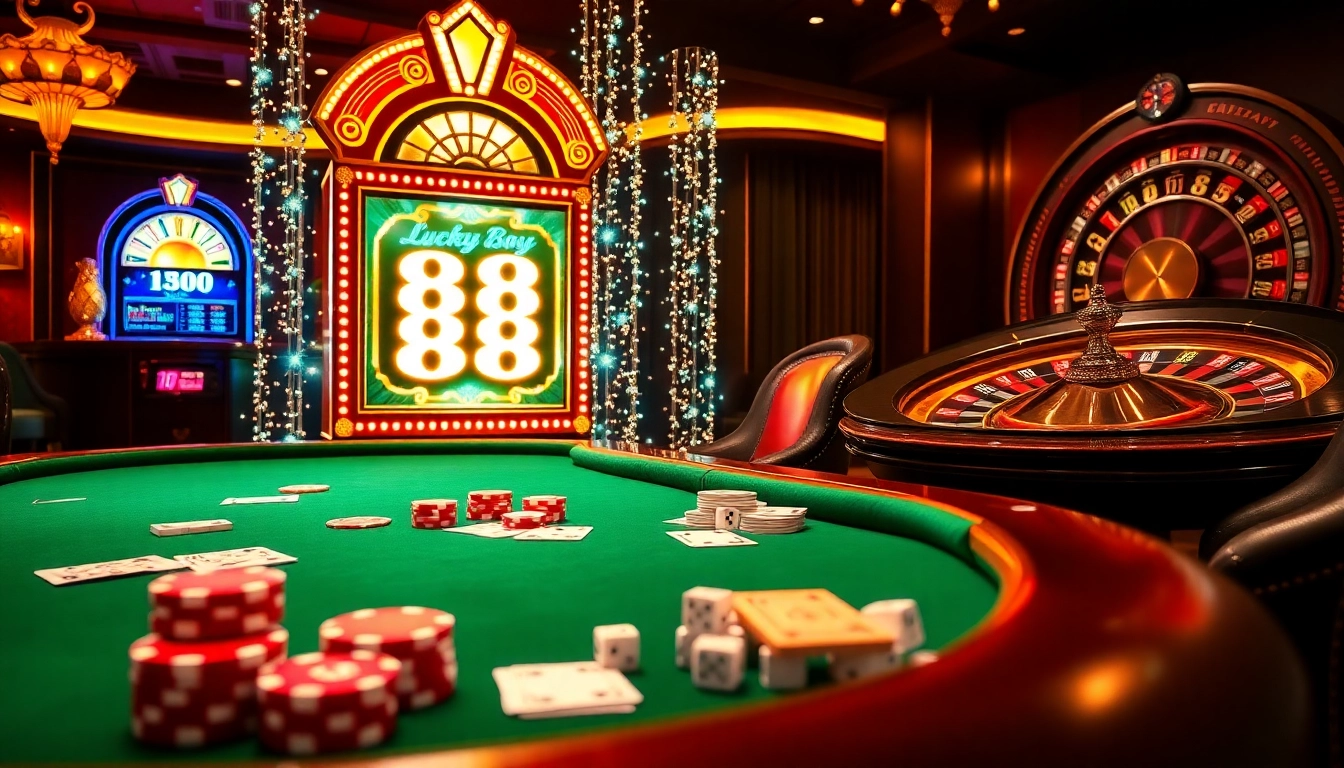 Experience the excitement of lucky 88 at a luxurious casino table with vibrant poker chips and cards.