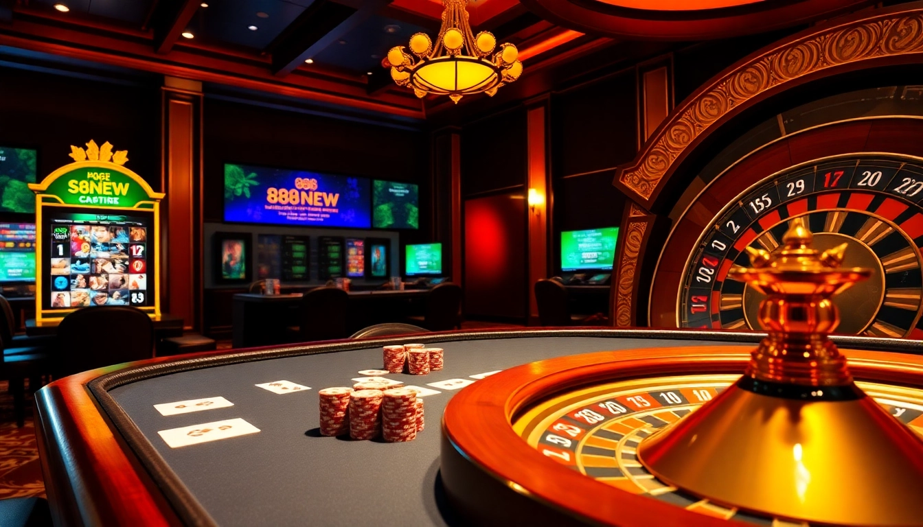 Experience thrilling gameplay at 888NEW casino with poker tables and vibrant slot machines.