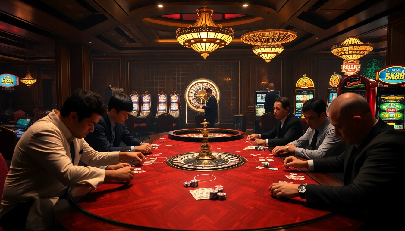 SX88 gaming ambiance showcasing thrilling betting action at a luxury casino table.