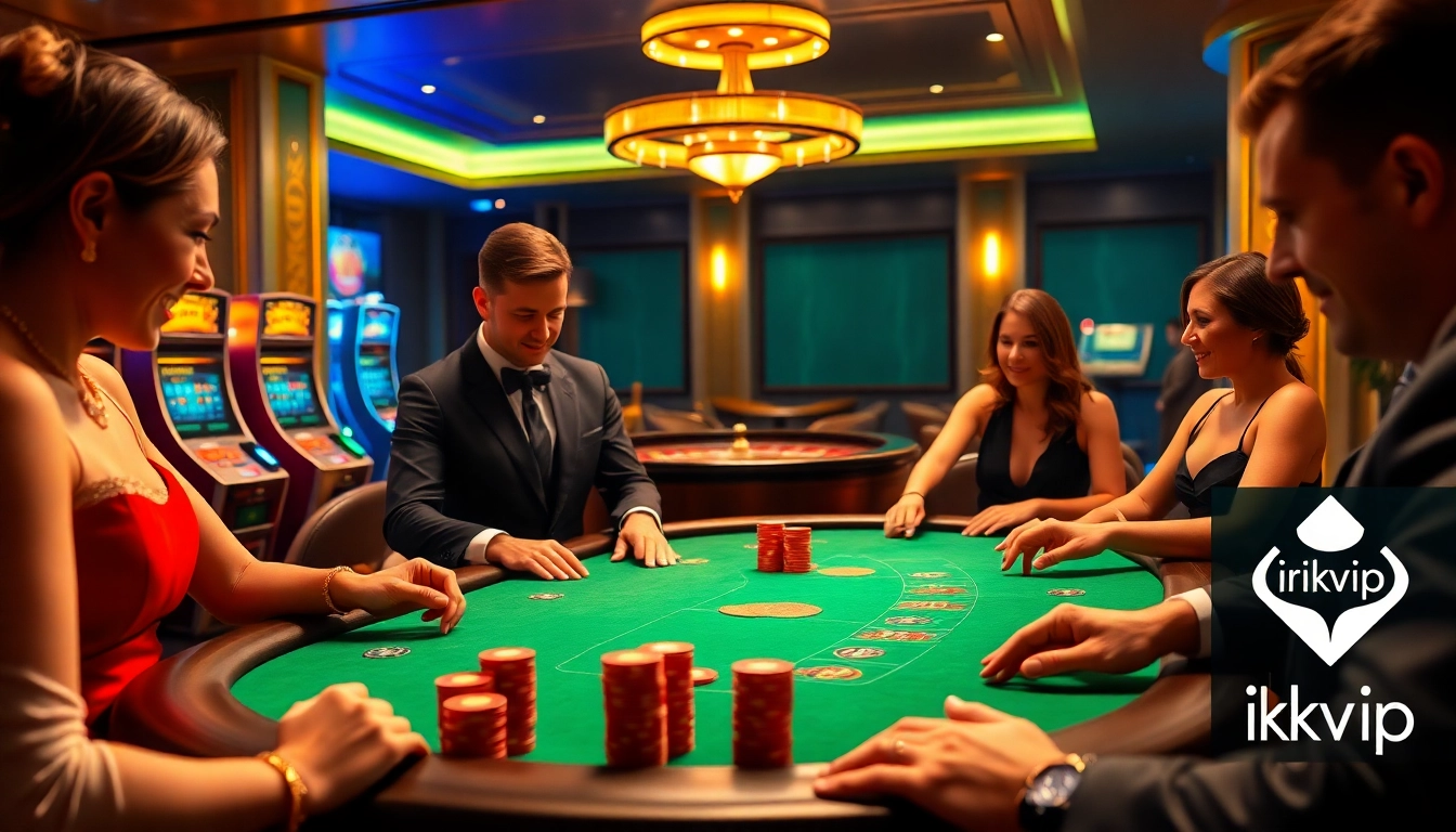 Experience thrilling gameplay at rikvip’s luxurious casino table with poker chips and vibrant roulette.