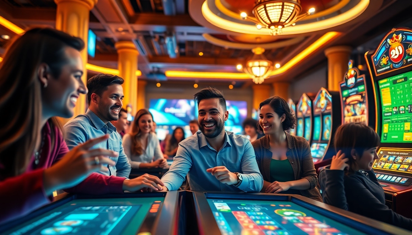 Experience the excitement of online gaming at https://566.beauty/ with vibrant scenes of diverse players enjoying casino games.