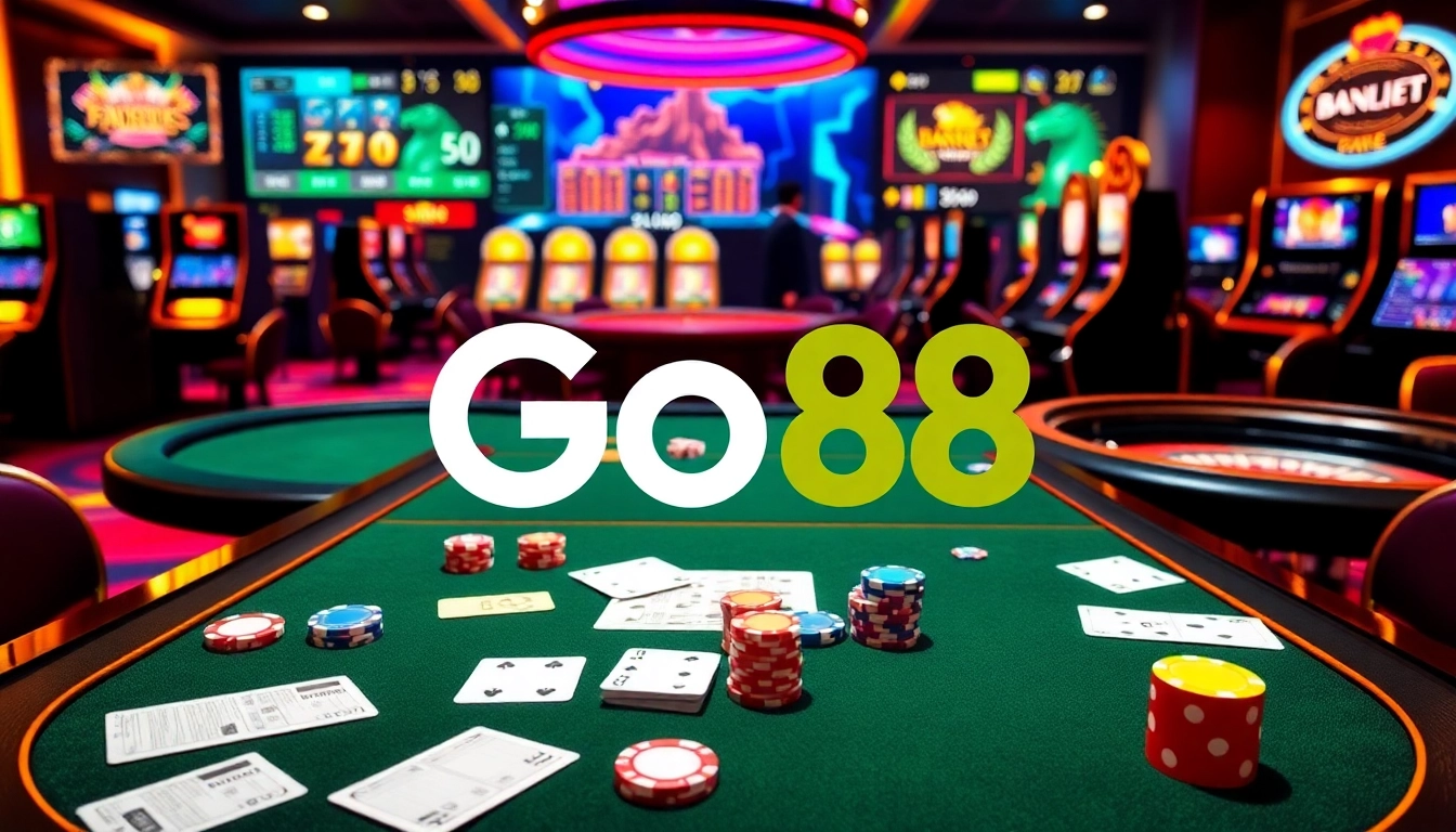 Experience thrilling gameplay with go88's elite casino offerings, including vibrant tables and slot machines.