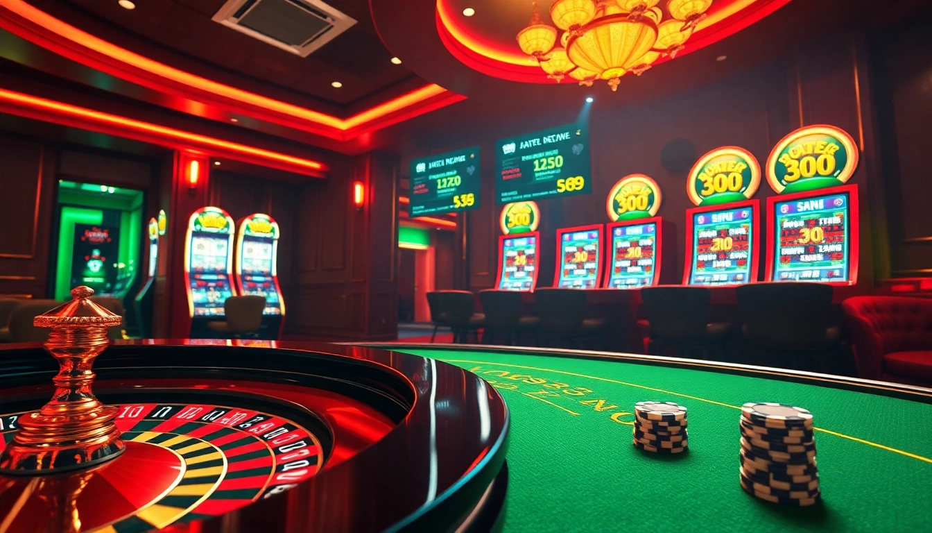 Experience the excitement of lode88 with dynamic casino visuals showcasing roulette, slots, and poker chips.