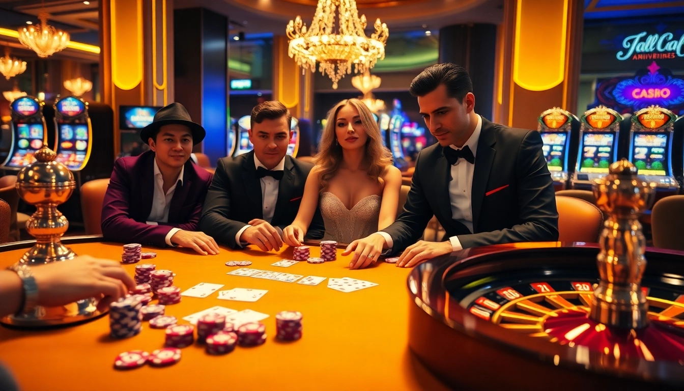 Players enjoying poker at da88 casino, showcasing chips and cards in an exciting atmosphere.