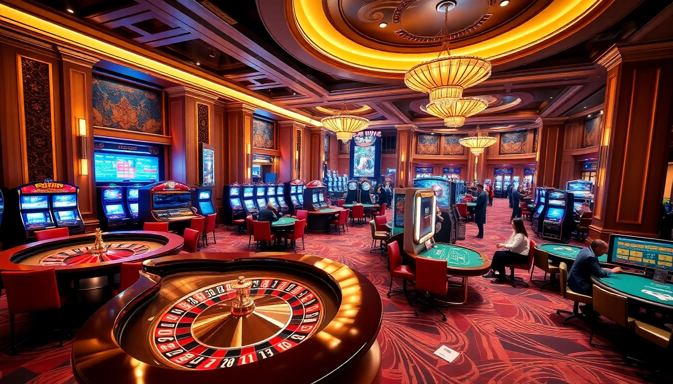 Casino xn88 gaming tables and slots create a vibrant atmosphere for high-stakes betting.